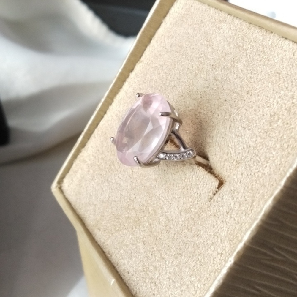 Rose Quartz Gemstone Silver Ring - image 6